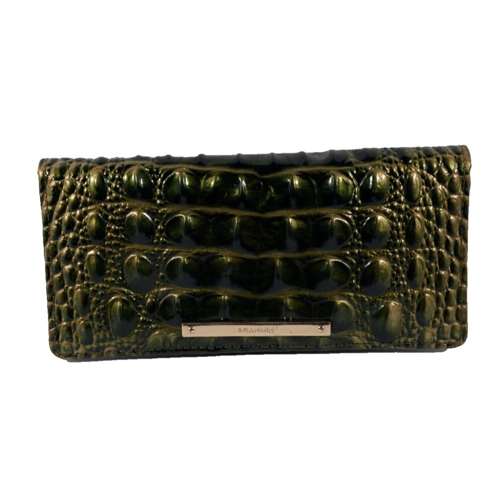 Brahmin Melbourne ADY Slim Bifold Leather Wallet Matcha Green Olive Sage NEW